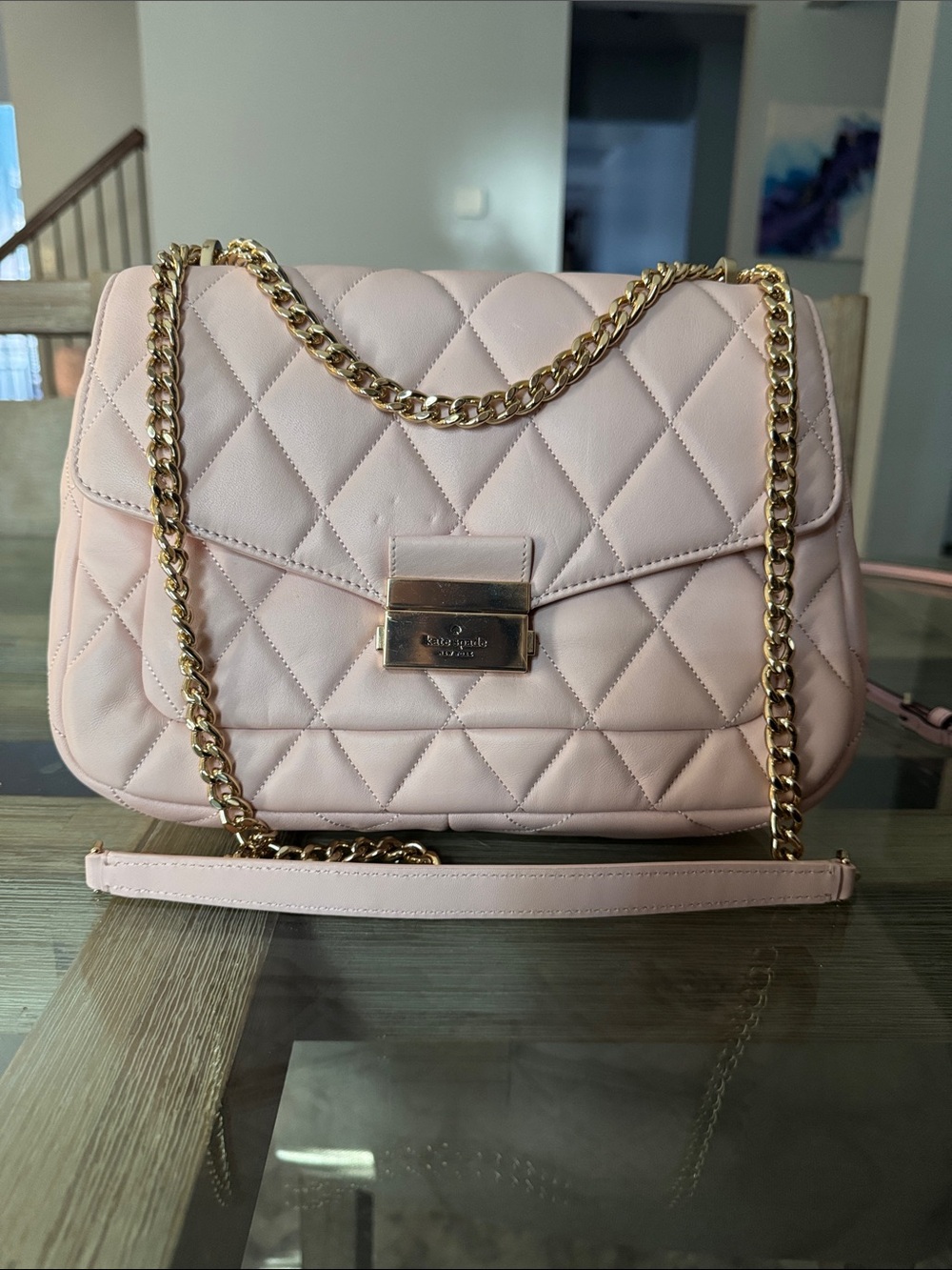 kate spade Quilted Light Pink Shoulder Bag with Gold Hardware
